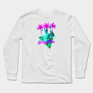 Greek Statue Poseidon Vaporwave Aesthetic Long Sleeve T-Shirt